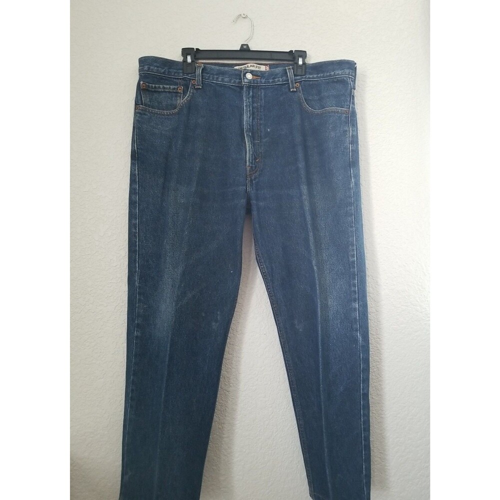 LEVI'S 505 Regular Fit Straight Leg Jeans Dark Wash Men's Size 42 X 30 spots see